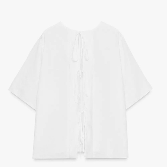 ZARA ZW COLLECTION LINEN TIE TOP - Picture 9 of 10